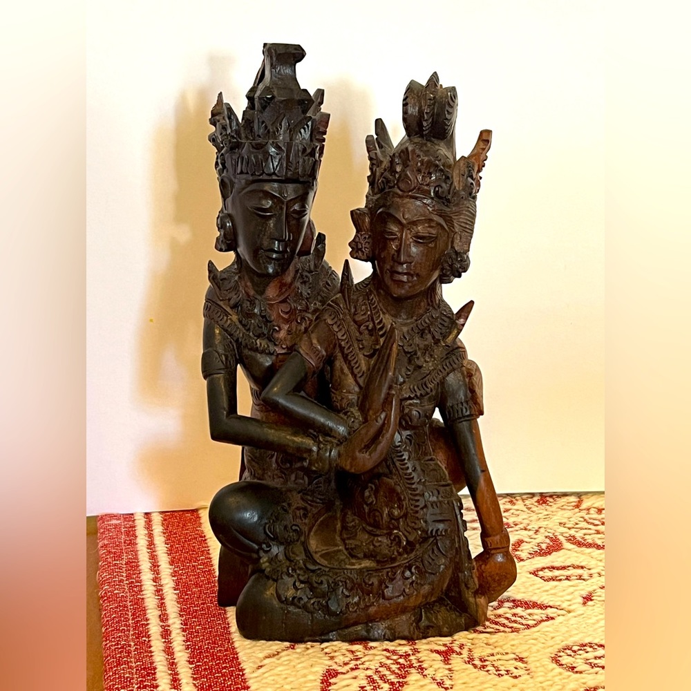 Balinese Rama Sinta Sita Sculpture Love Bali Art Hand Carved Wood Statue